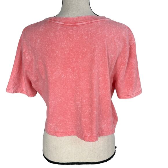 Aero JRS Small 80's Boxy Cropped Tee T-Shirt Top Short Sleeve Stretch Pink - Picture 3 of 6